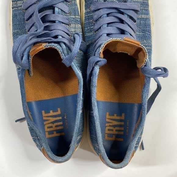 Frye Blue Gia Canvas Low Lace Canvas Sneakers Shoes Women's 7.5 - Picture 11 of 11